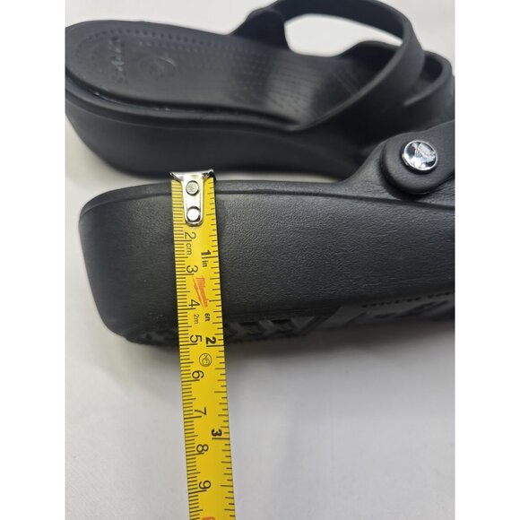 Crocs Patricia Wedge Strappy Slide Slip On Sandals Womens Size 10 Black - Picture 6 of 8